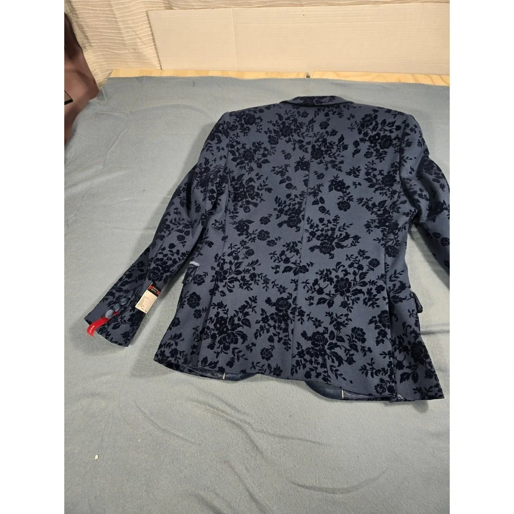 NWT J Ferrar Stretch Slim Fit Blue Floral Suit Tuxedo Evening Formal 38 REG $168